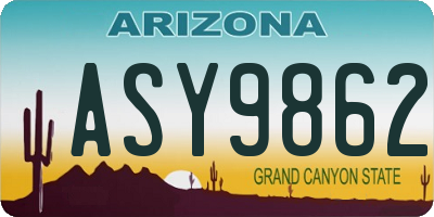 AZ license plate ASY9862