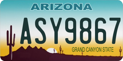 AZ license plate ASY9867