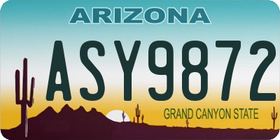 AZ license plate ASY9872