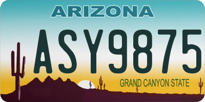 AZ license plate ASY9875