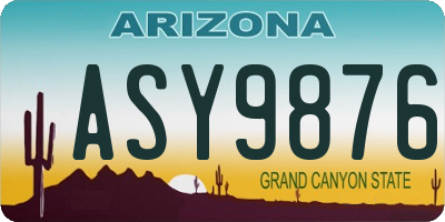 AZ license plate ASY9876