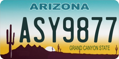 AZ license plate ASY9877