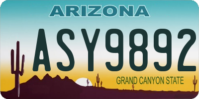AZ license plate ASY9892