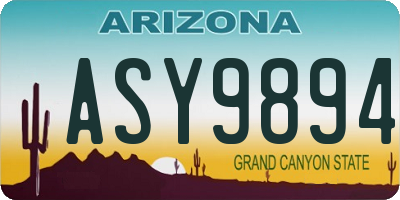 AZ license plate ASY9894