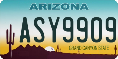 AZ license plate ASY9909