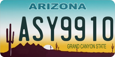 AZ license plate ASY9910