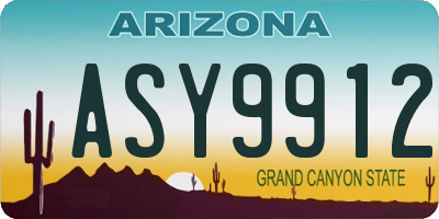 AZ license plate ASY9912