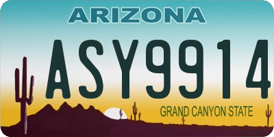 AZ license plate ASY9914