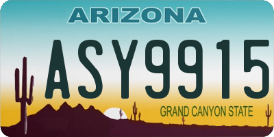 AZ license plate ASY9915
