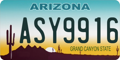 AZ license plate ASY9916