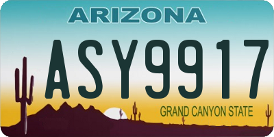 AZ license plate ASY9917