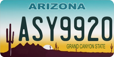 AZ license plate ASY9920