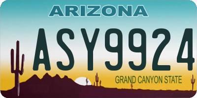 AZ license plate ASY9924