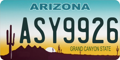AZ license plate ASY9926