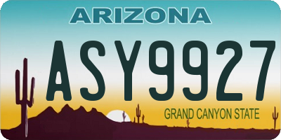 AZ license plate ASY9927