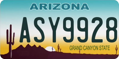 AZ license plate ASY9928