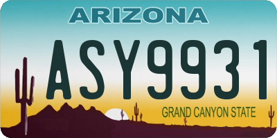AZ license plate ASY9931