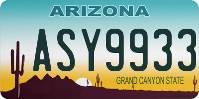 AZ license plate ASY9933