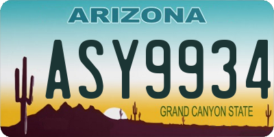 AZ license plate ASY9934