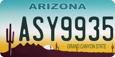AZ license plate ASY9935