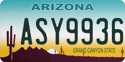 AZ license plate ASY9936