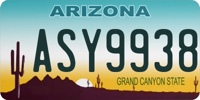 AZ license plate ASY9938