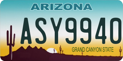 AZ license plate ASY9940
