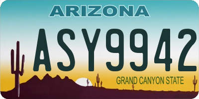 AZ license plate ASY9942