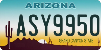AZ license plate ASY9950