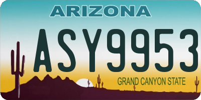AZ license plate ASY9953