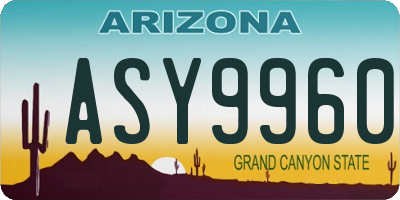 AZ license plate ASY9960