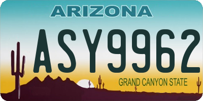 AZ license plate ASY9962