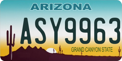 AZ license plate ASY9963