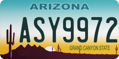 AZ license plate ASY9972