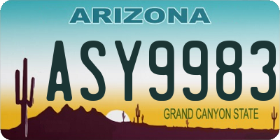 AZ license plate ASY9983