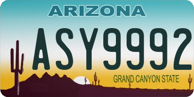 AZ license plate ASY9992