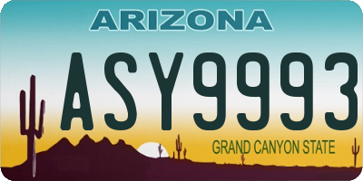 AZ license plate ASY9993
