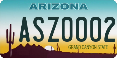 AZ license plate ASZ0002