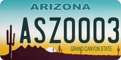 AZ license plate ASZ0003