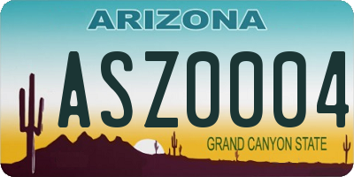 AZ license plate ASZ0004