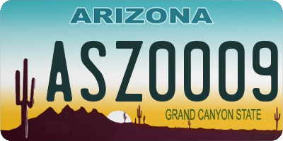 AZ license plate ASZ0009