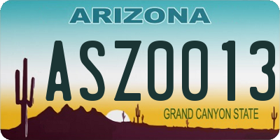 AZ license plate ASZ0013