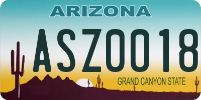AZ license plate ASZ0018