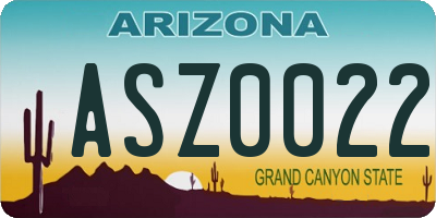 AZ license plate ASZ0022