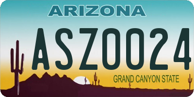 AZ license plate ASZ0024