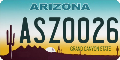 AZ license plate ASZ0026