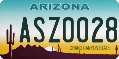 AZ license plate ASZ0028