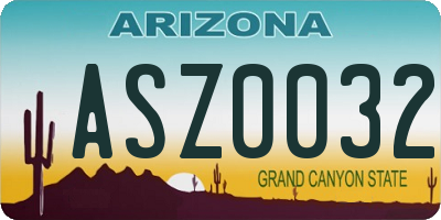 AZ license plate ASZ0032