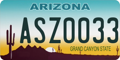 AZ license plate ASZ0033