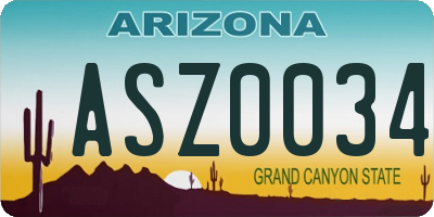 AZ license plate ASZ0034